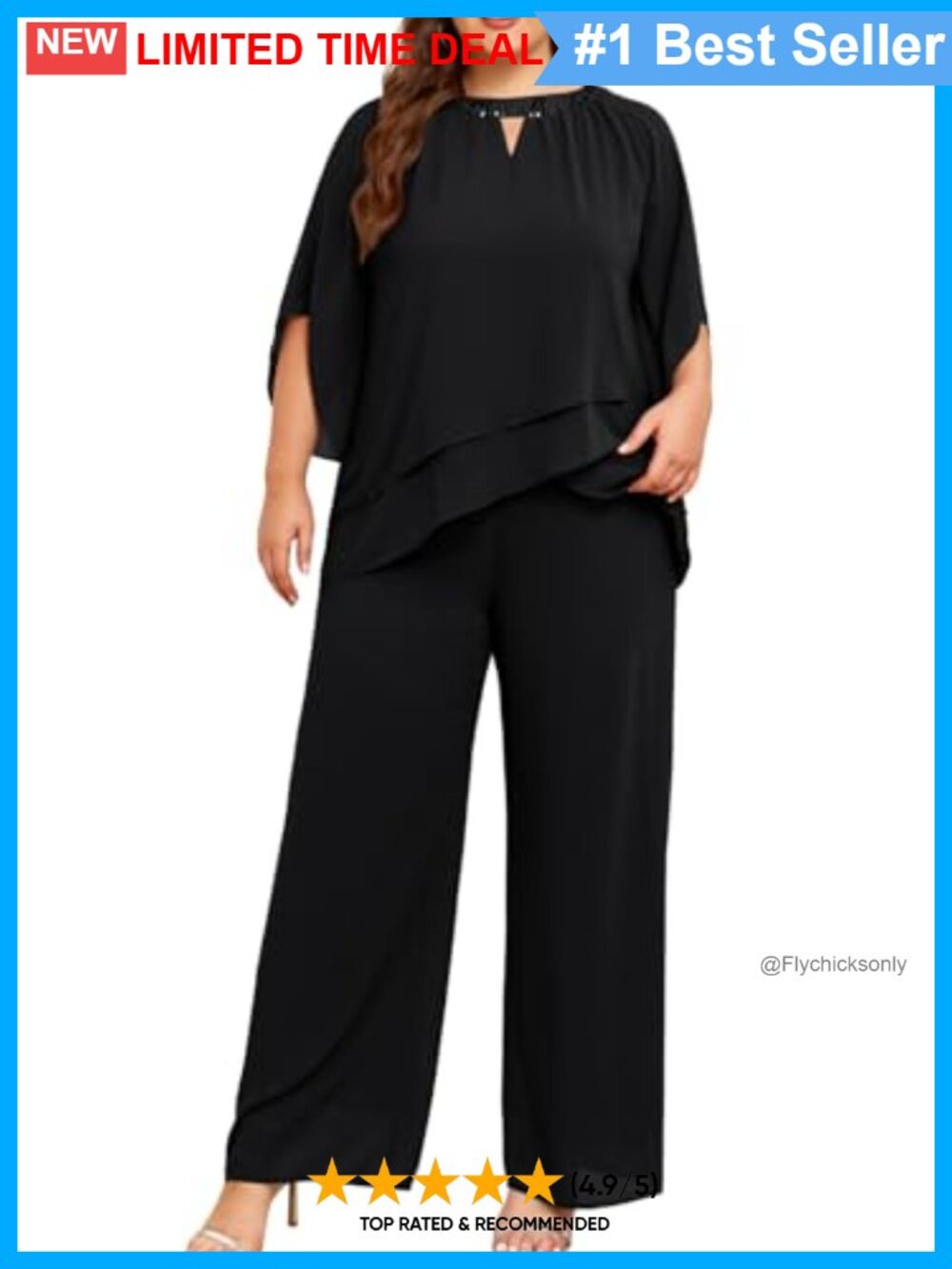 Plus Size Mother of Bride Pantsuit 2-Piece Chiffon Sequin Formal